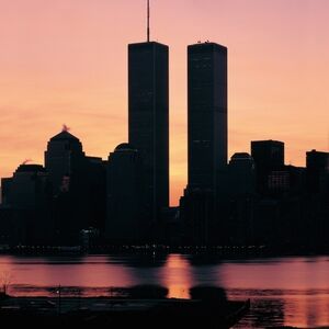 Sunset Skyline Art Print New York Twin Towers
